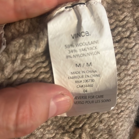 Vince Tuck Stitch Cardigan Heather Khaki Tan - Picture 7 of 8